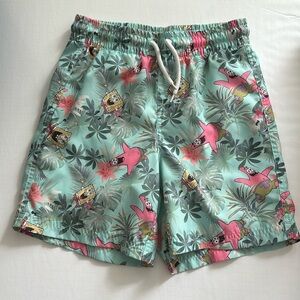 Nickelodeon Spongebob and Patrick Tropical print swim bottom shorts Medium 8